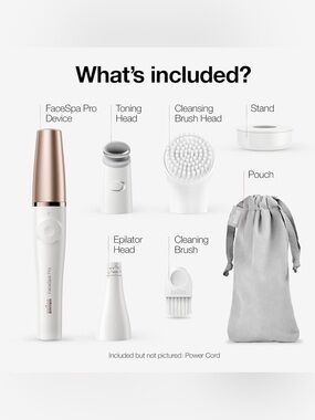 Braun 3-in-1 Facespa Pro Facial Epilator, Cleanse Brush, Toning & Epilator Heads